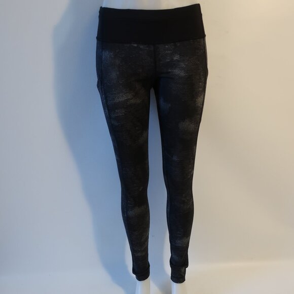 Womens Lululemon Black-Gray Snake Print Activewear Leggings 8 - Picture 1 of 9